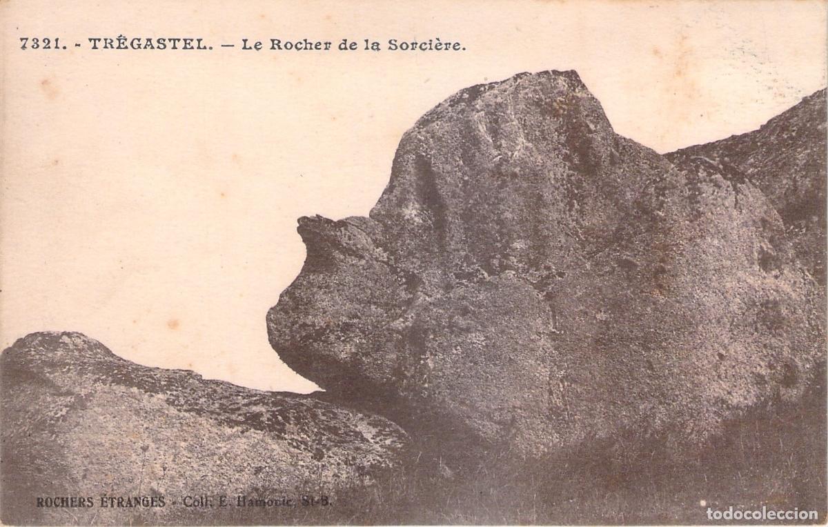 Postais: Postal de la formaci&oacute;n rocosa Le Rocher de la Sorci&egrave;re en Tr&eacute;gastel