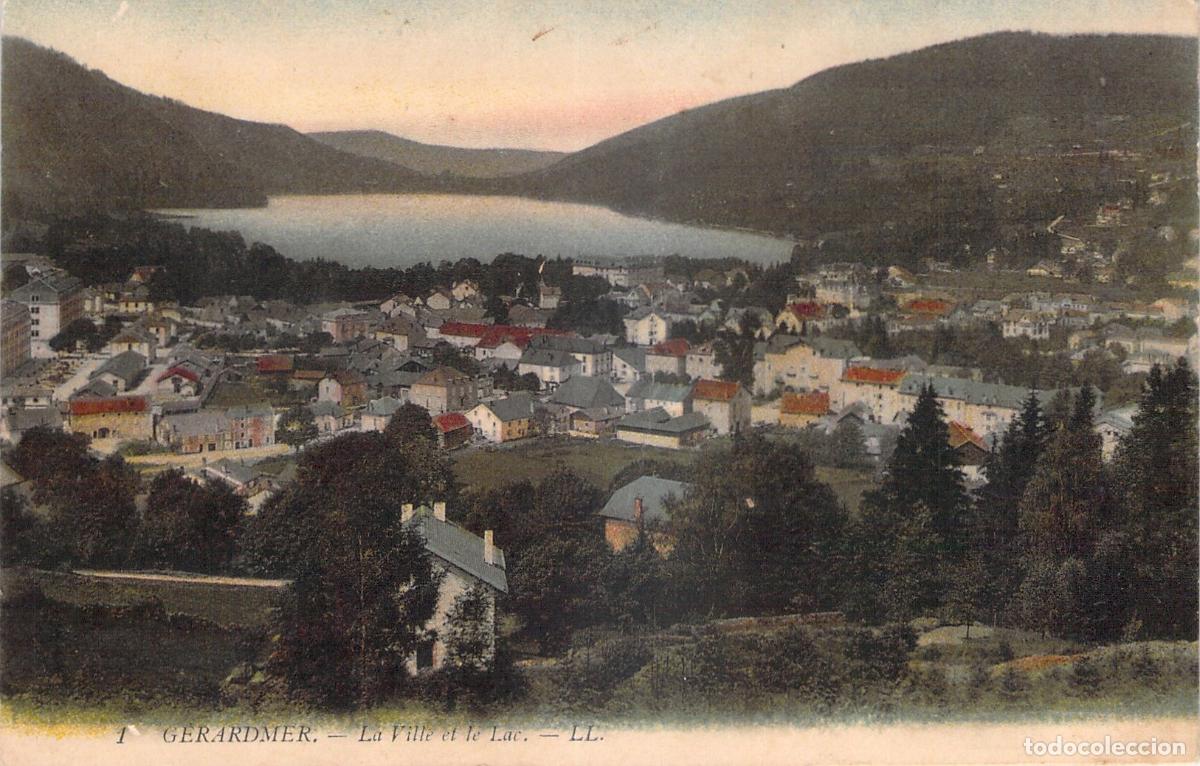 Cartoline: Postal de la ciudad de Gerardmer y su lago en los Vosgos, Francia