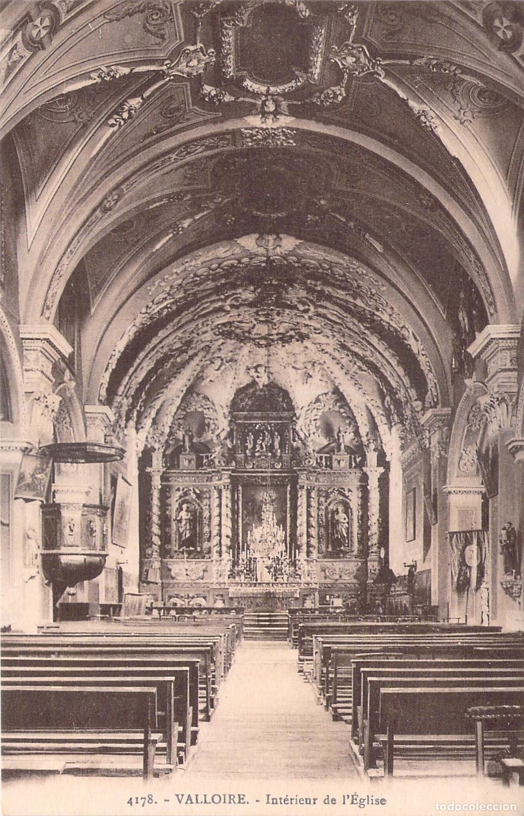 Cartoline: Postal de Valloire, Interior de la Iglesia en Saboya, Francia