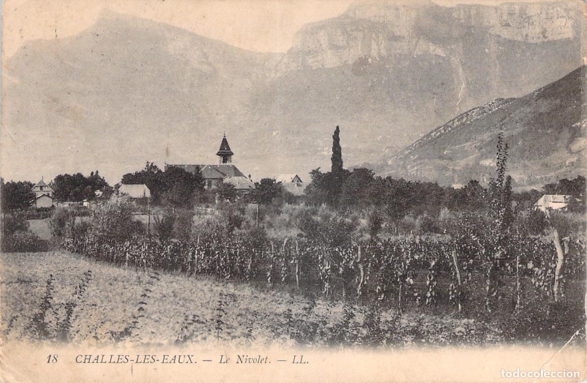 Cartoline: Postal de Challes-les-Eaux con el Monte Nivolet al fondo en Francia