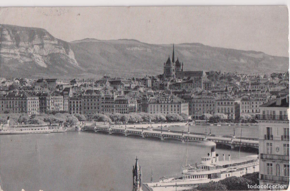 Postales: SUIZA, GINEBRA, VISTA GENERAL - EDITIONS JAEGER N&ordm;6022 - CIRUCLADA 1956