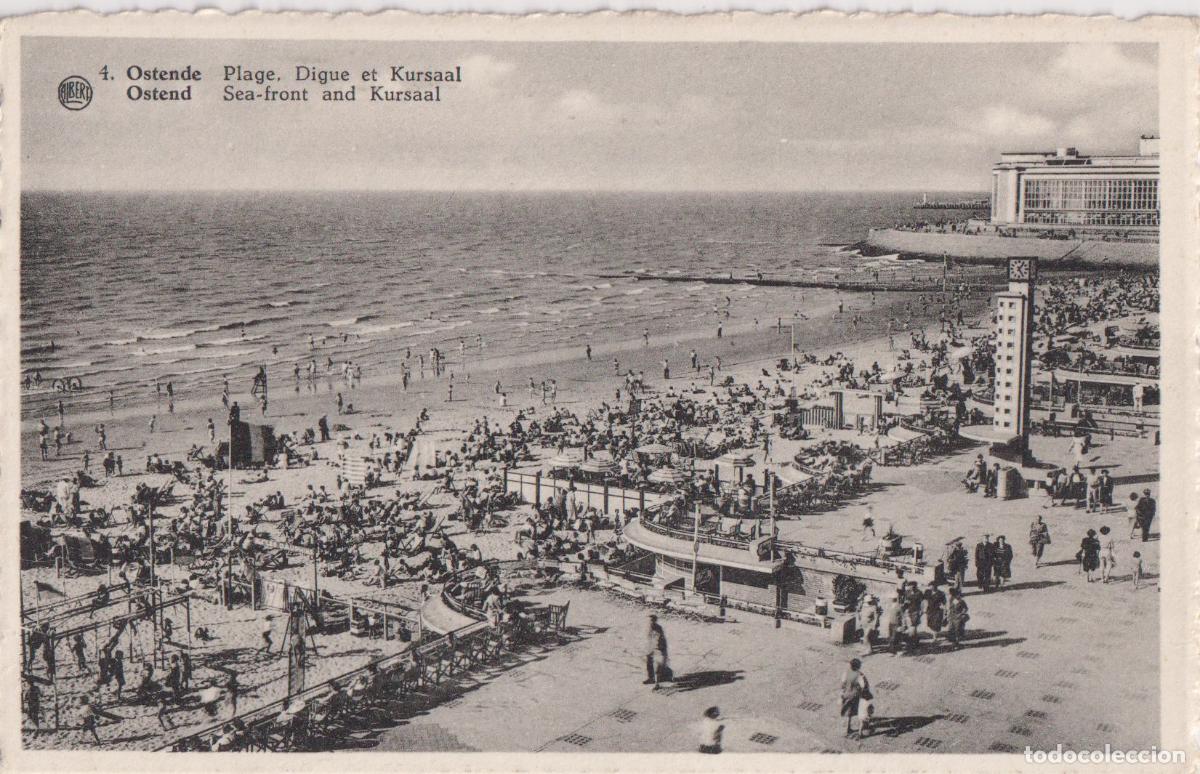 Postkarten: BELGICA, OSTENDE, PLAYA PRINCIPAL, AL FONDO EDIFICIO DEL KURSAAL - NELS N&ordm;4 -S/C