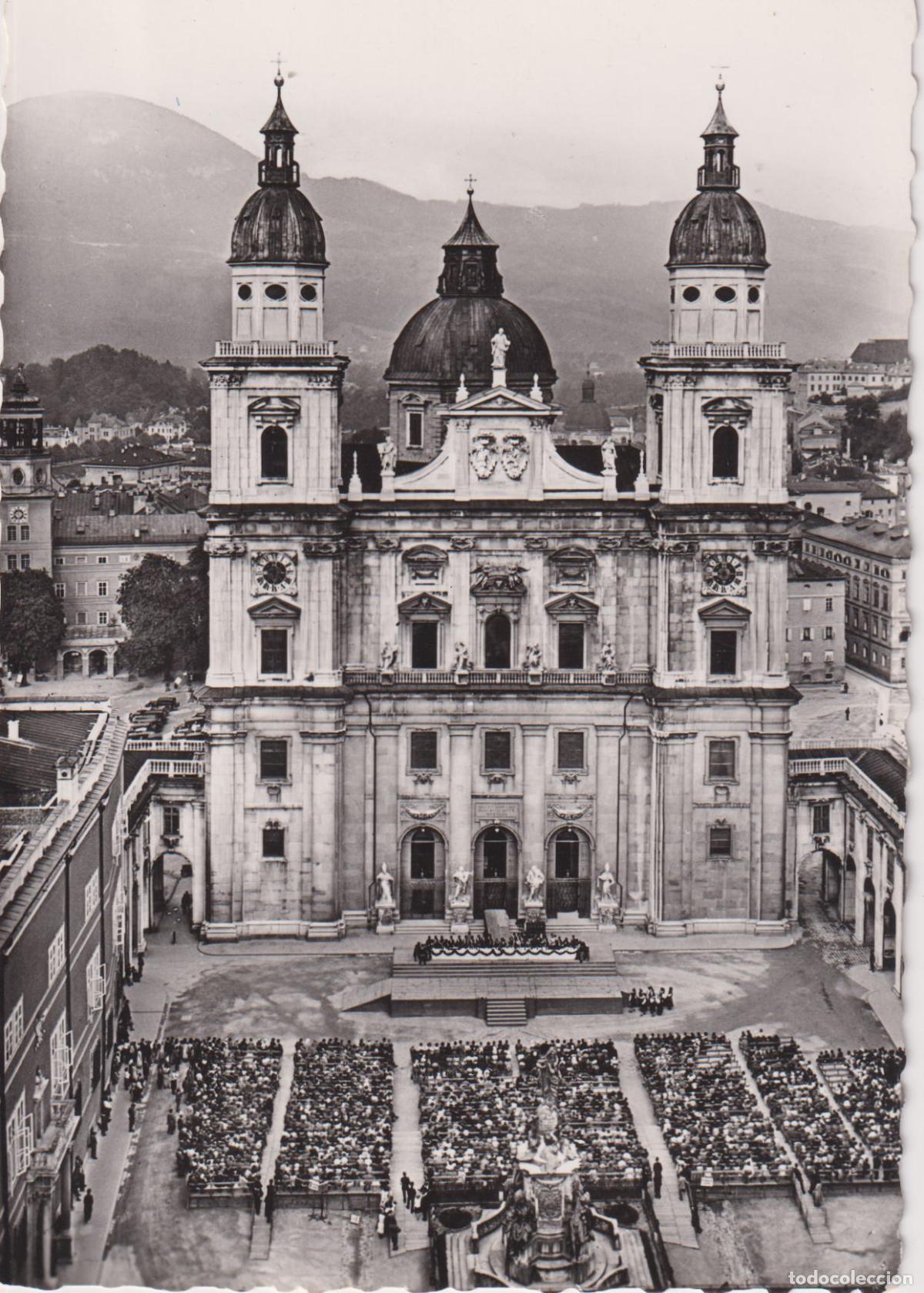 Postkarten: AUSTRIA, SALZBURG, CATEDRAL, REPRESENTACI&Oacute;N OBRA JADERMANN (EL HOMBRE COM&Uacute;N) &ndash; S/C