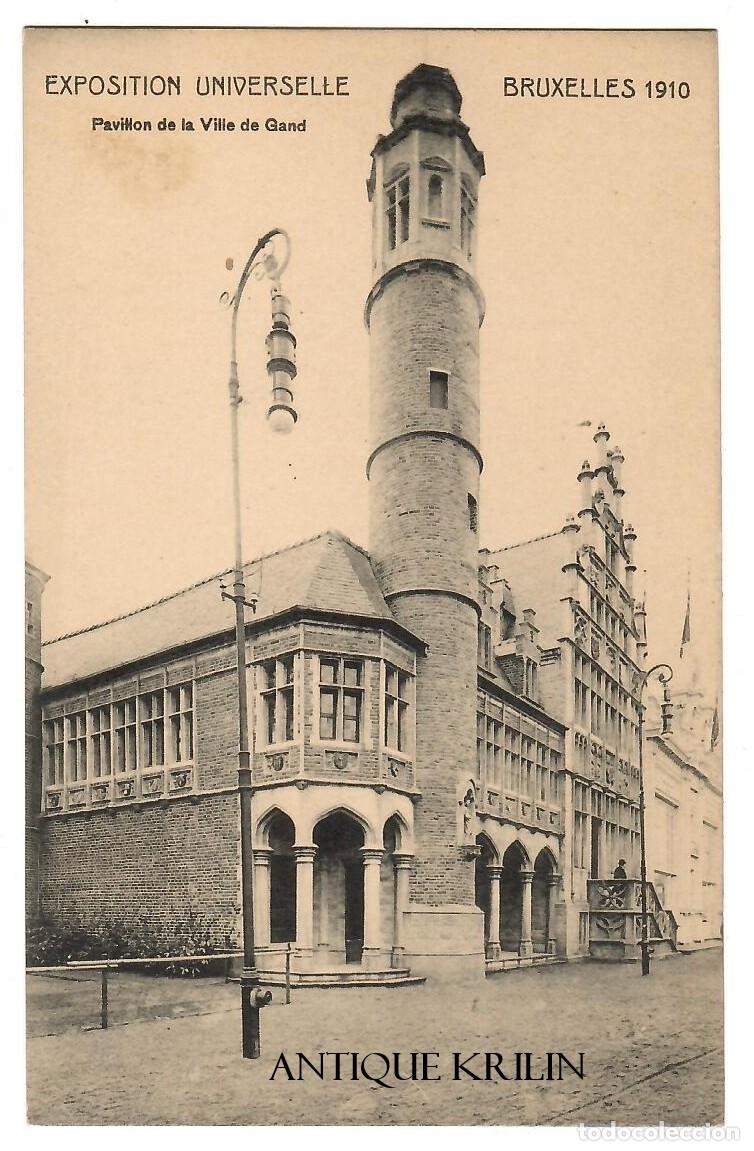 Postales: BELGIQUE / EXPOSITION UNIVERSELLE BRUXELLES 1910 / PAVILLON VILLE DE GAND / SIN FRANQUEAR