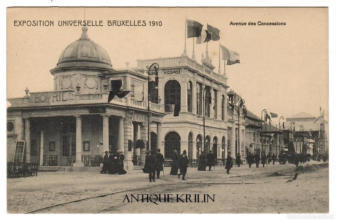 Postales: BELGIQUE / EXPOSITION UNIVERSELLE BRUXELLES 1910 / AVENUE DES CONCESSIONS / SIN FRANQUEAR