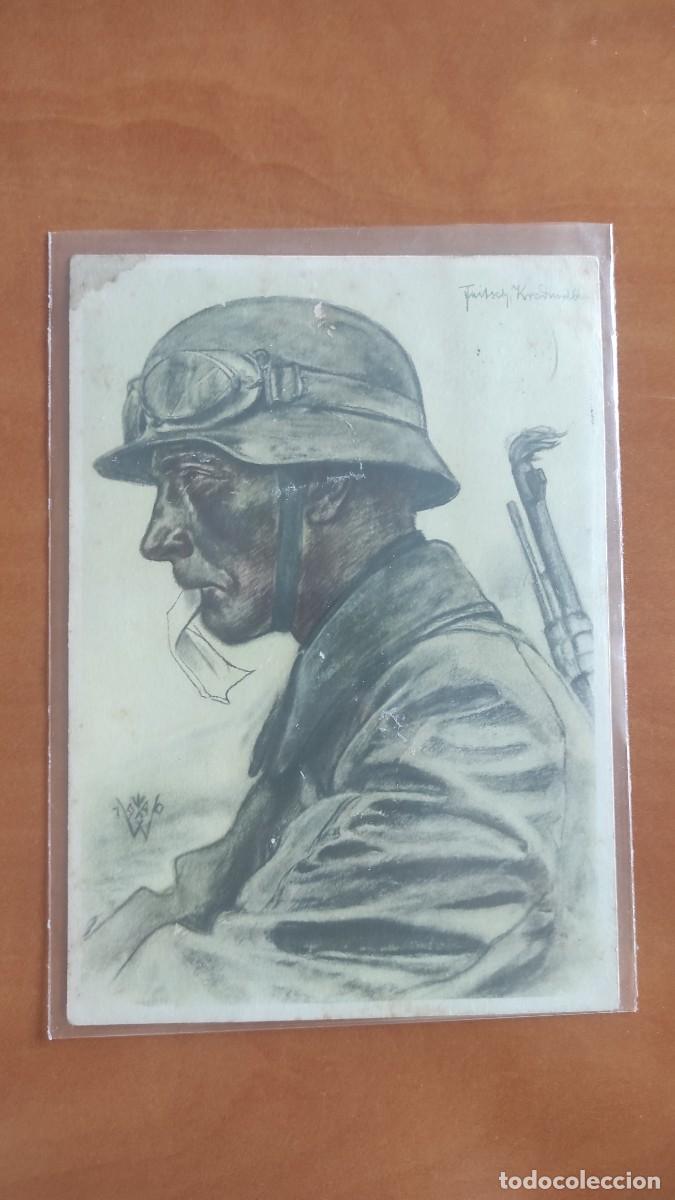 Cartoline: Postal Willrich VDA 1940 Kradmelder Panzer WWII circulada