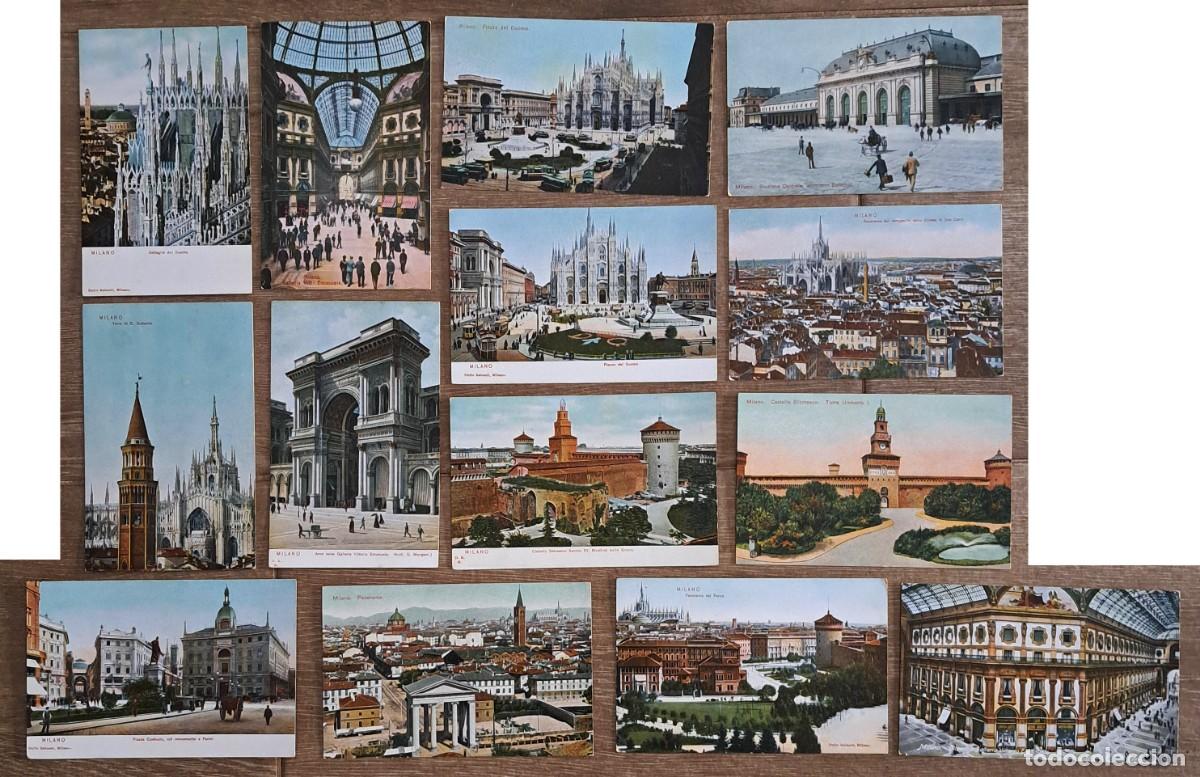 Postales: Lote de 14 postales antiguas de Mil&aacute;n, Italia -varios editores/impresores-