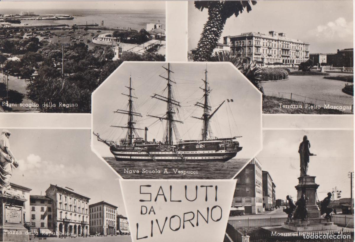 Postais: ITALIA, LIVORNO, SALUTI DA LIVORNO, BARCO ESCUELA A.VESPUCCI - ED.C.D.BONACCORSI 14071 - S/C