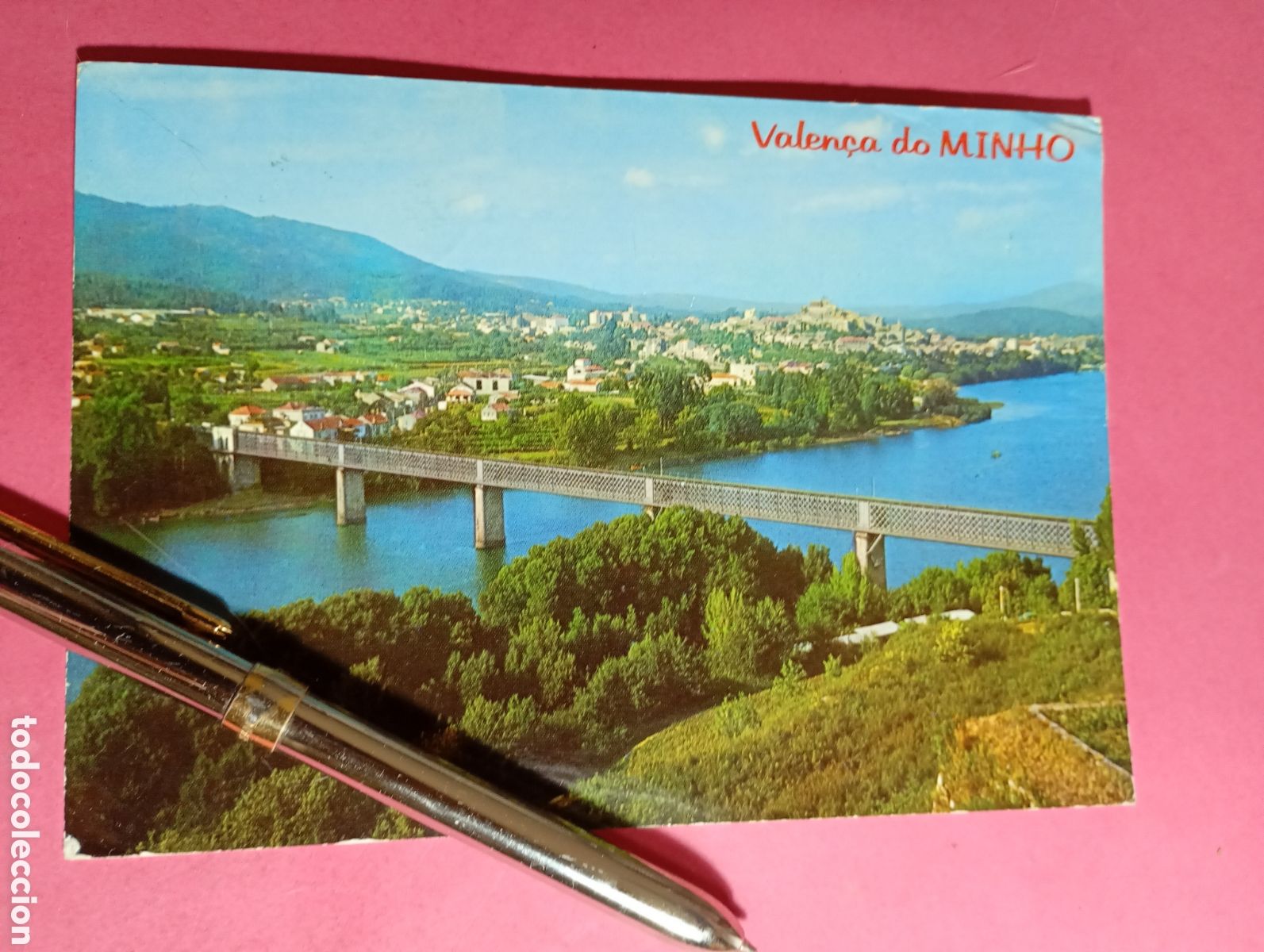 Postkarten: VALEN&Ccedil;A DO MINHO PORTUGAL PUENTE INTERNACIONAL SOBRE EL RIO MI&Ntilde;O COLOR CIRCULADA (portugues)