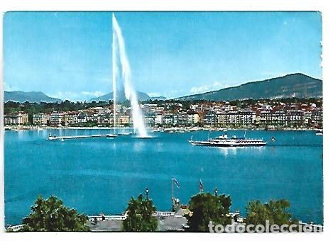 Postales: LE JET D&acute;EAU 130m ET LE MONT BLANC 4807 m.- GENEVE / SUISSE