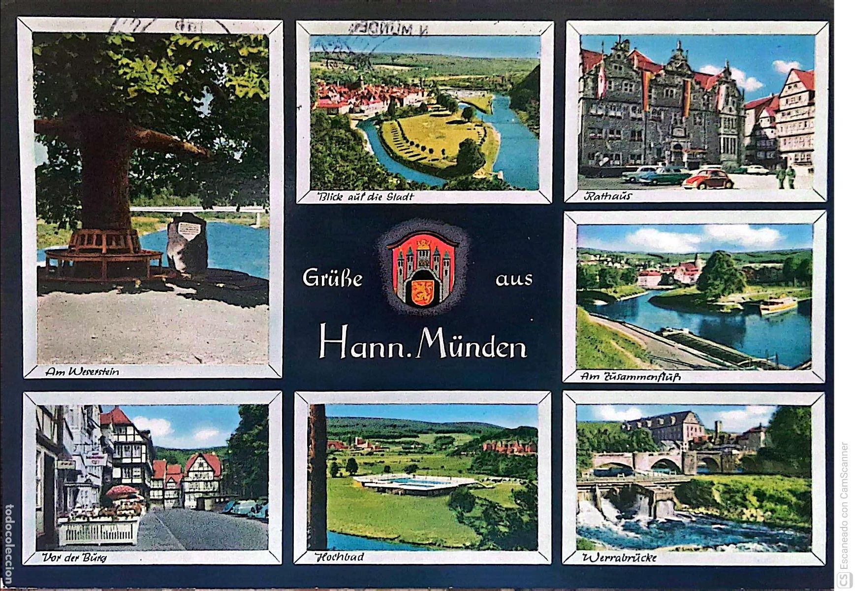 Postales: Hann.M&uuml;nden (Alemania). 80/75 Vistas varias. Usada con sello. Color