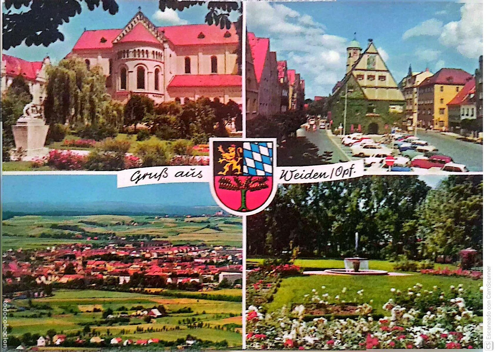 Postales: Weiden/Opf. (Alemania). Vistas varias. Usada con sello. Color.
