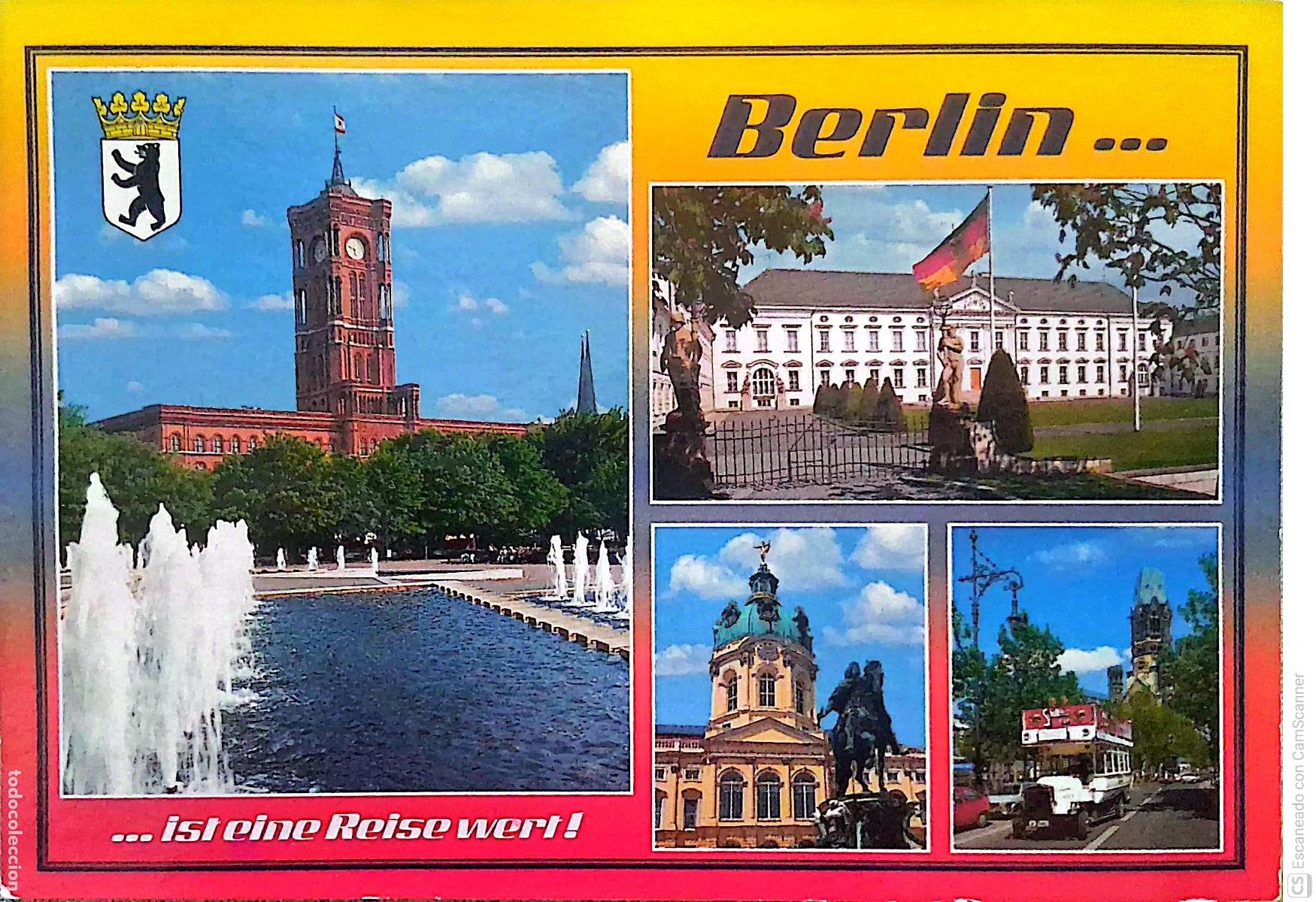 Postales: Berl&iacute;n. Vistas varias. Usada con sello. Color