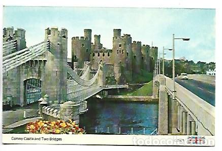 Postales: CONWY CASTLE AND TWO BRIDGES.- REINO UNIDO