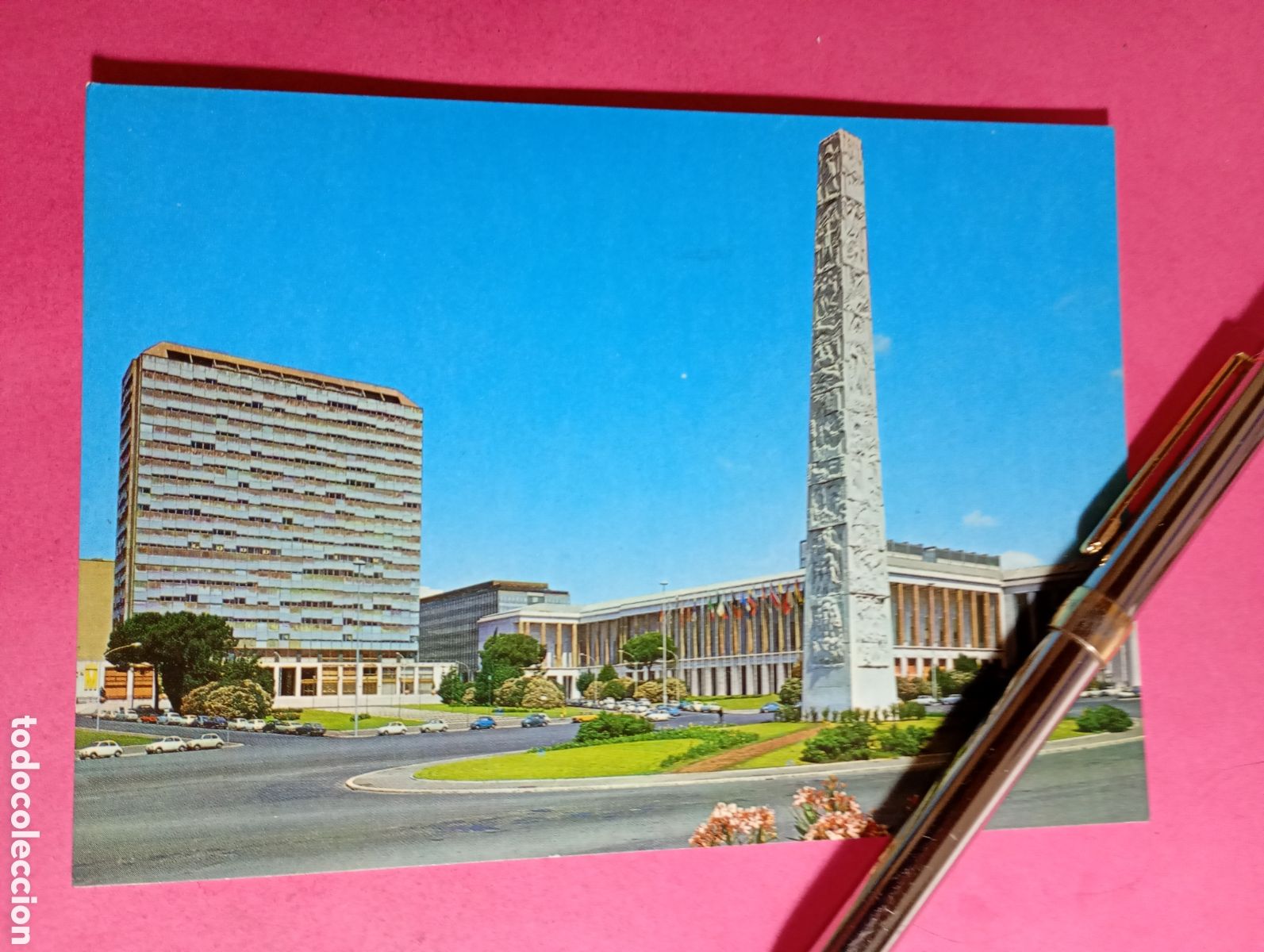 Postales: ROMA ITALIA ITALY PLAZA Y ESTELA DE GUILLERMO MARCONI (en italiano) COLOR CIRCULADA