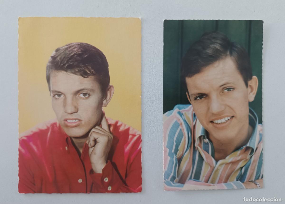 Postales: Lote 2 postales Promocional Cantante FRANK ALAMO 1963 Francia Fotograf&iacute;a discograf&iacute;a