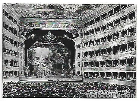 Postales: INTERNO DEL TEATRO ALLA SCALA DA UN ACQUERELLO DI MATANIA.- MILANO / ITALIA