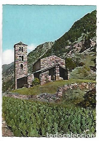Postales: ESGLESIA ROMANICA DE ST. JOAN DE CASELLAS. PLANTACIO DE TABAC.- CANILLO / ANDORRA