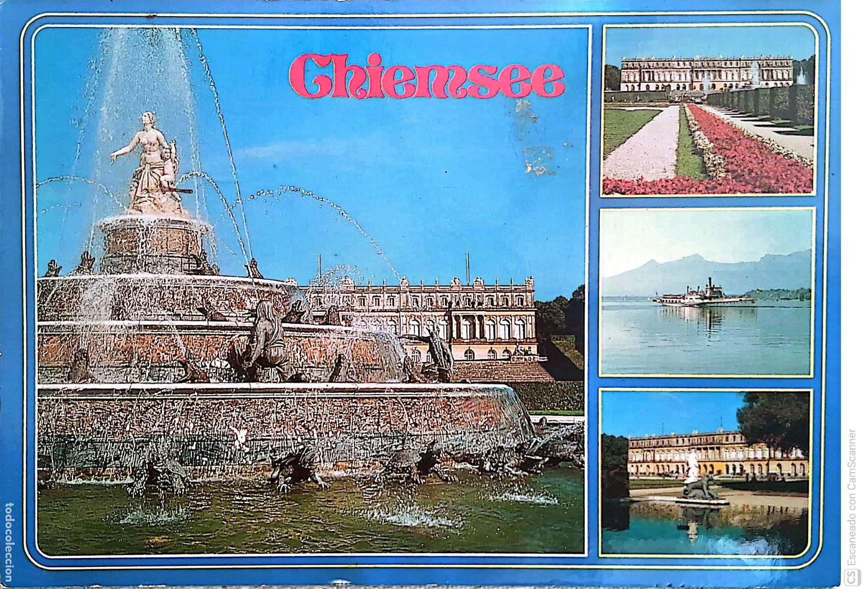 Postales: Chiemsee (Alemania). Vistas varias. Usada con sello. Color