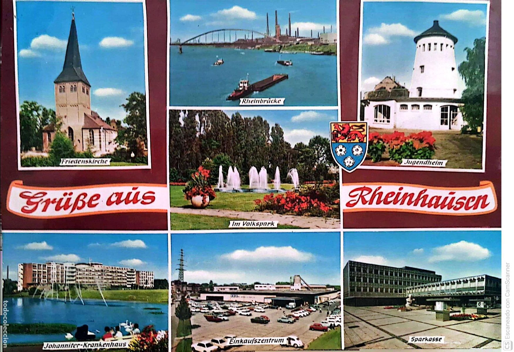 Postales: Rheinhausen (Alemania). Vistas varias de la zona de Duisburgo. Usada con sello. Color