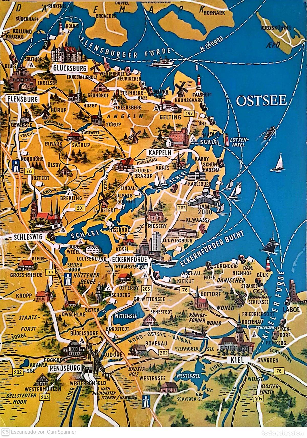Postales: Mapa del Norte de Alemania. Nueva. Color