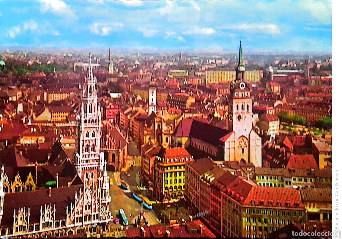 Postales: M&uuml;nich. 8 Vista general. Usada con sello. Color