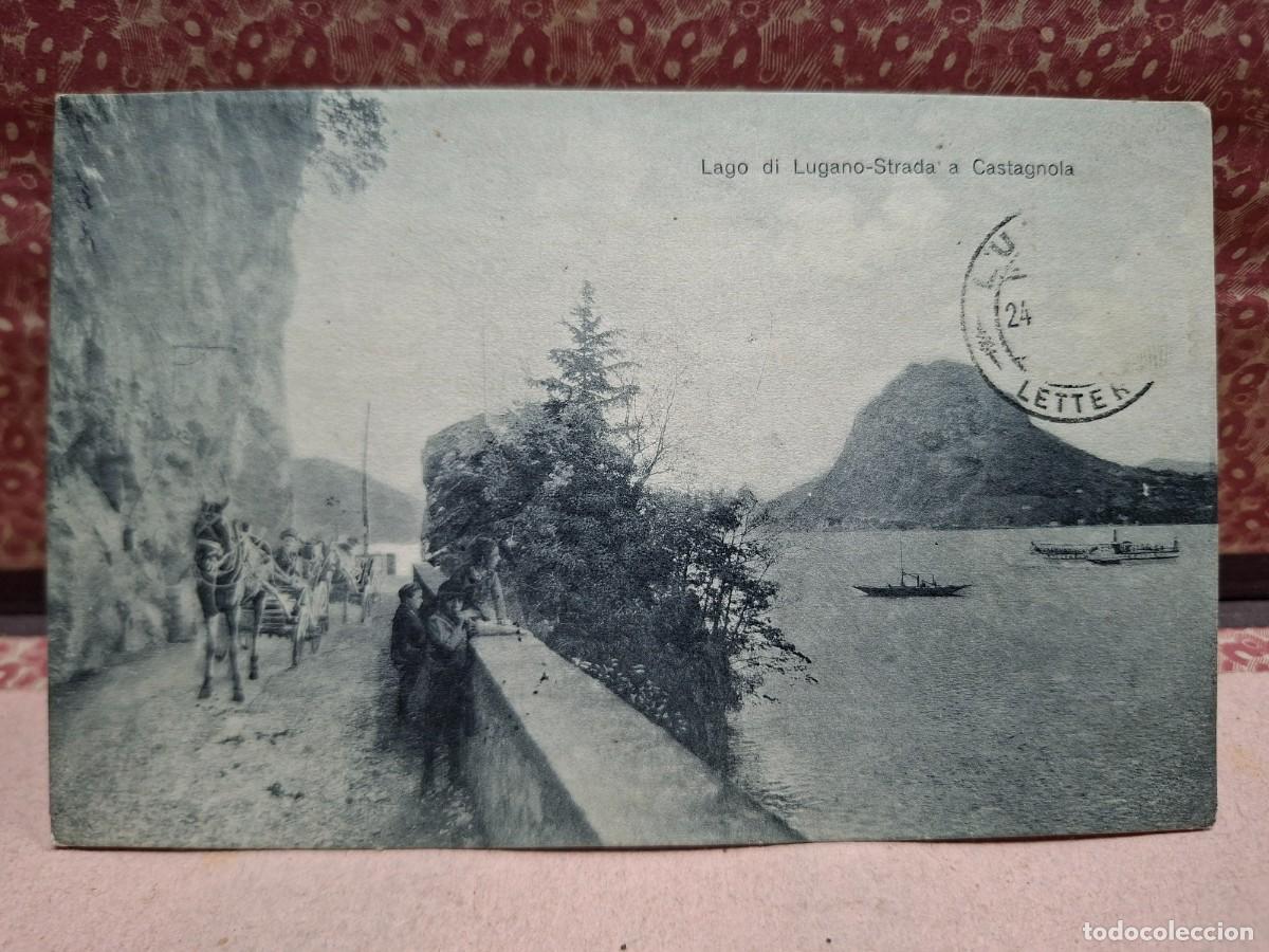 Postales: ANTIGUA POSTAL LAGO DE LUGANO CASTAGNOLA SUIZA ITALIA