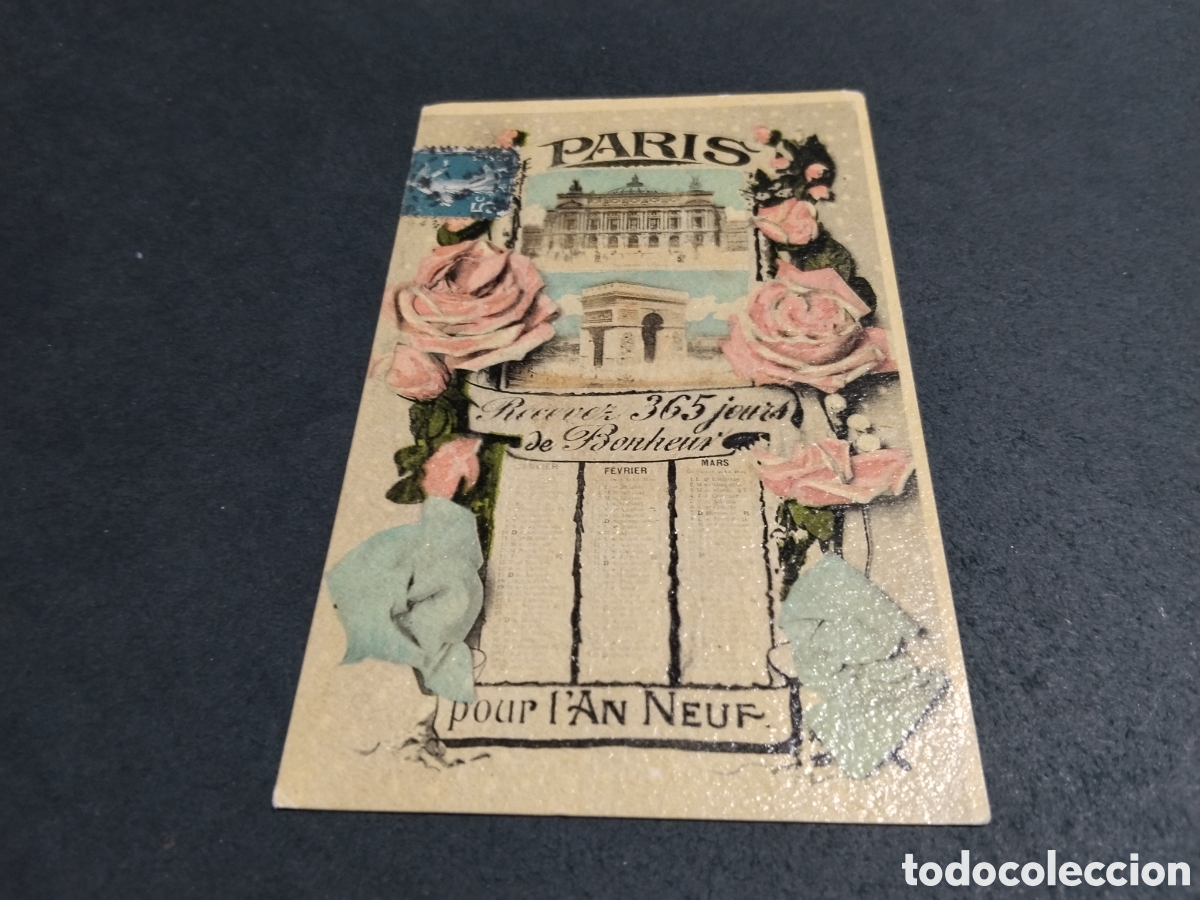 Postales: Postal antigua Paris, felicidades
