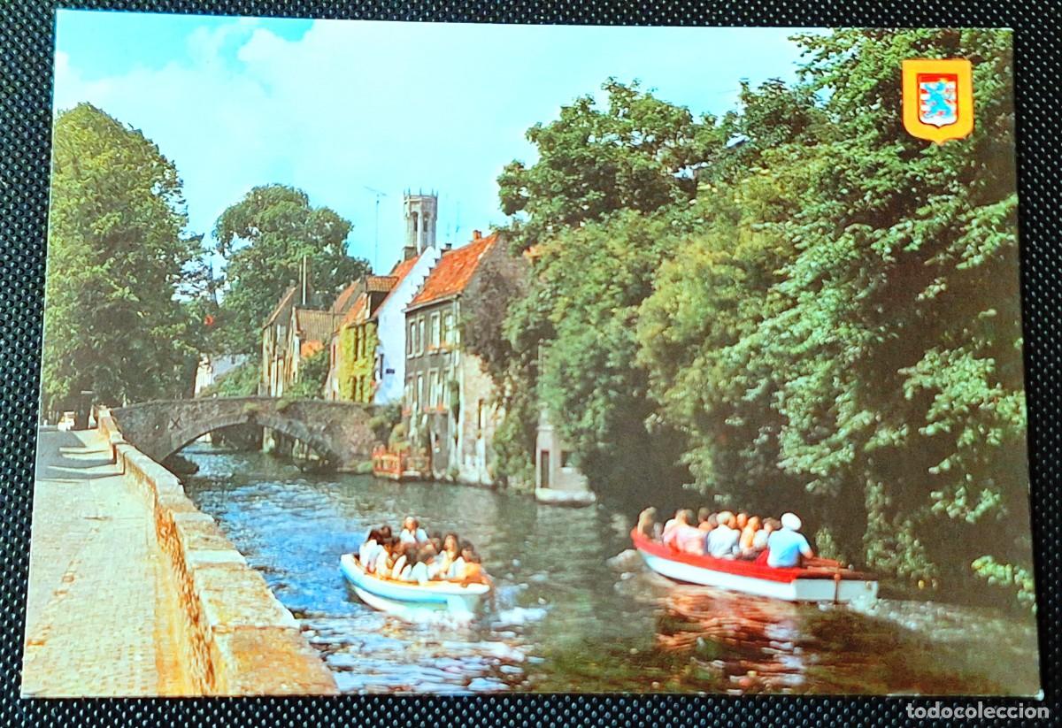 Postales: BRUJAS (BELGICA)- POSTAL COLOR ANTIGUA - CANAL DIJVER Y TORRE IGLESIA DE NTRA. SE&Ntilde;ORA - NUEVA