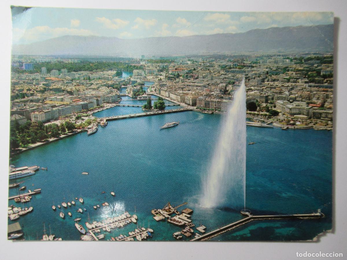 Postales: Geneve - La Rade et les Ponts sur le Rh&ocirc;ne - Circulada - Peque&ntilde;a falta en pico y alguna leve arruga