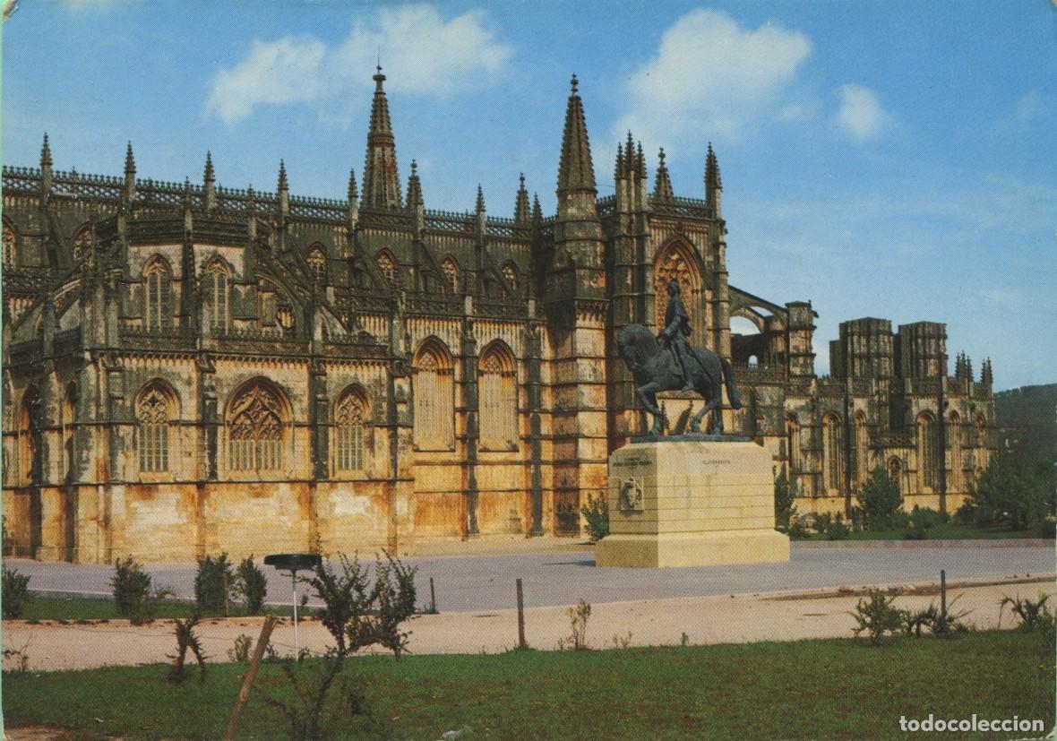 Postales: N&ordm; 548-BATALHA. Portugal. Mosteiro e est&aacute;tua de D. Nuno &Aacute;lvares Pereira. Sin circular. COLEC&Ccedil;AO D&Uacute;LI