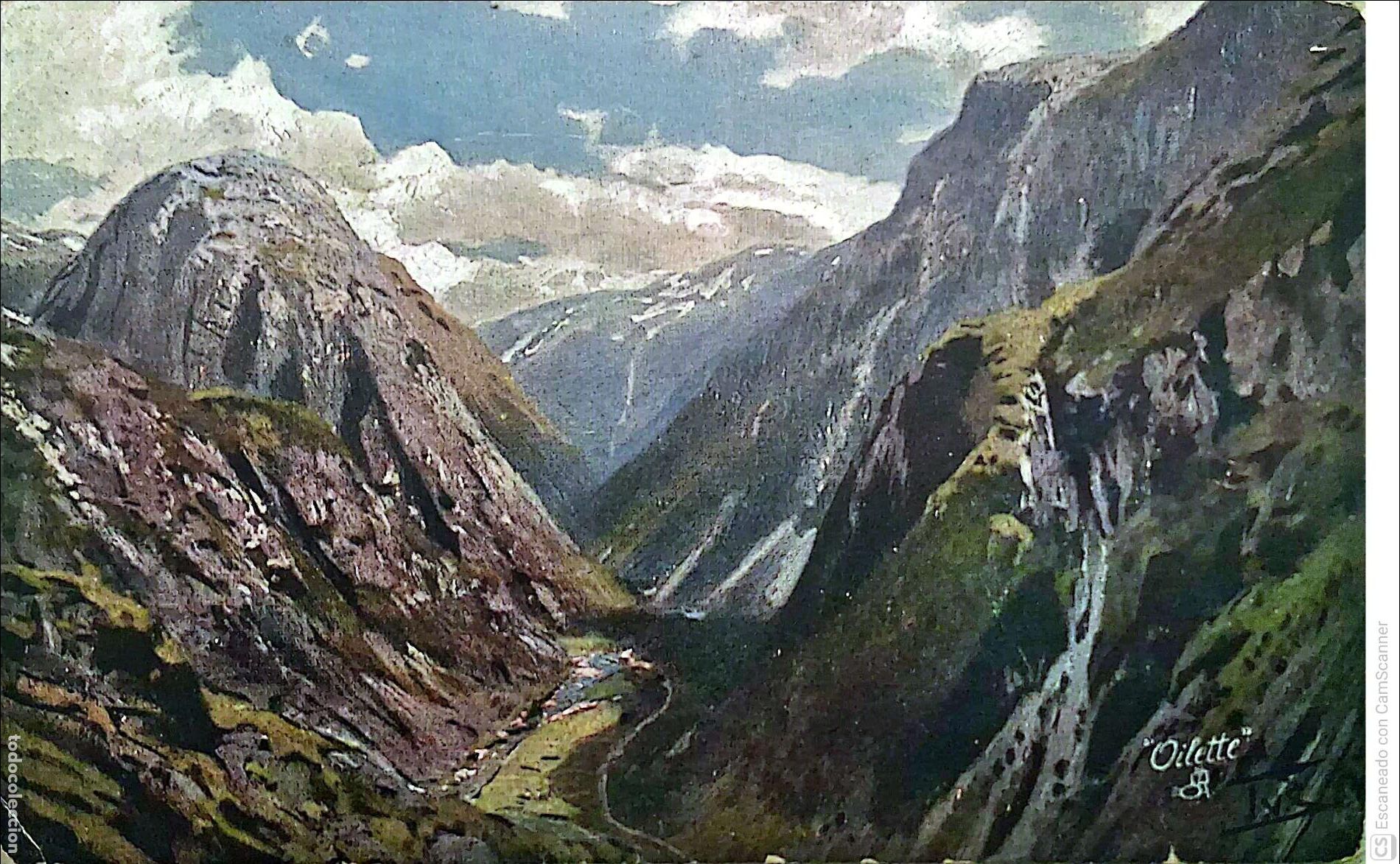 Postales: Postal Noruega con paisaje alpino. Usada. Color.