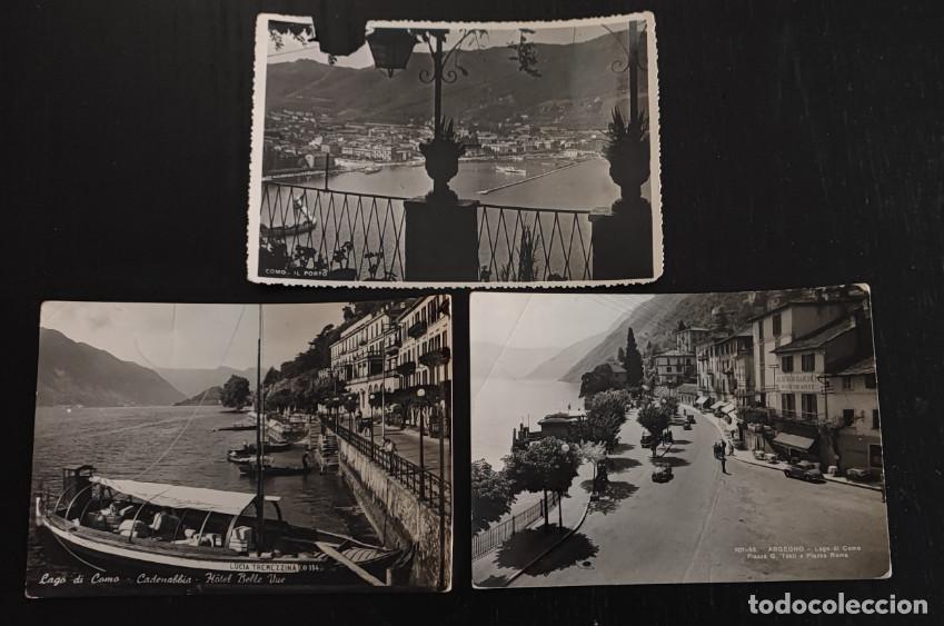 Postales: LOTE DE 3 POSTALES ANTIGUAS, PUERTO LAGO DE COMO ARGEGNO, ITALIA