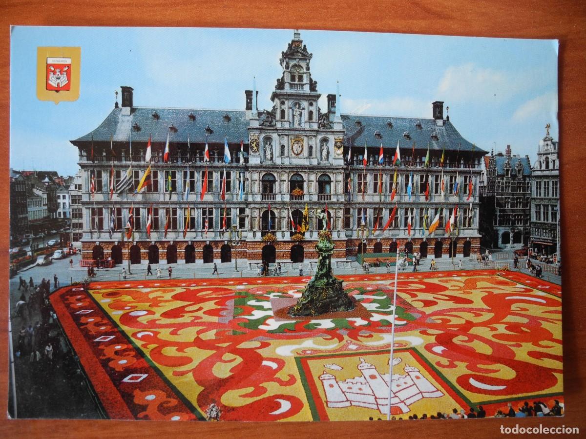 Postales: Amberes. Plaza con tapiz de flores. Nueva