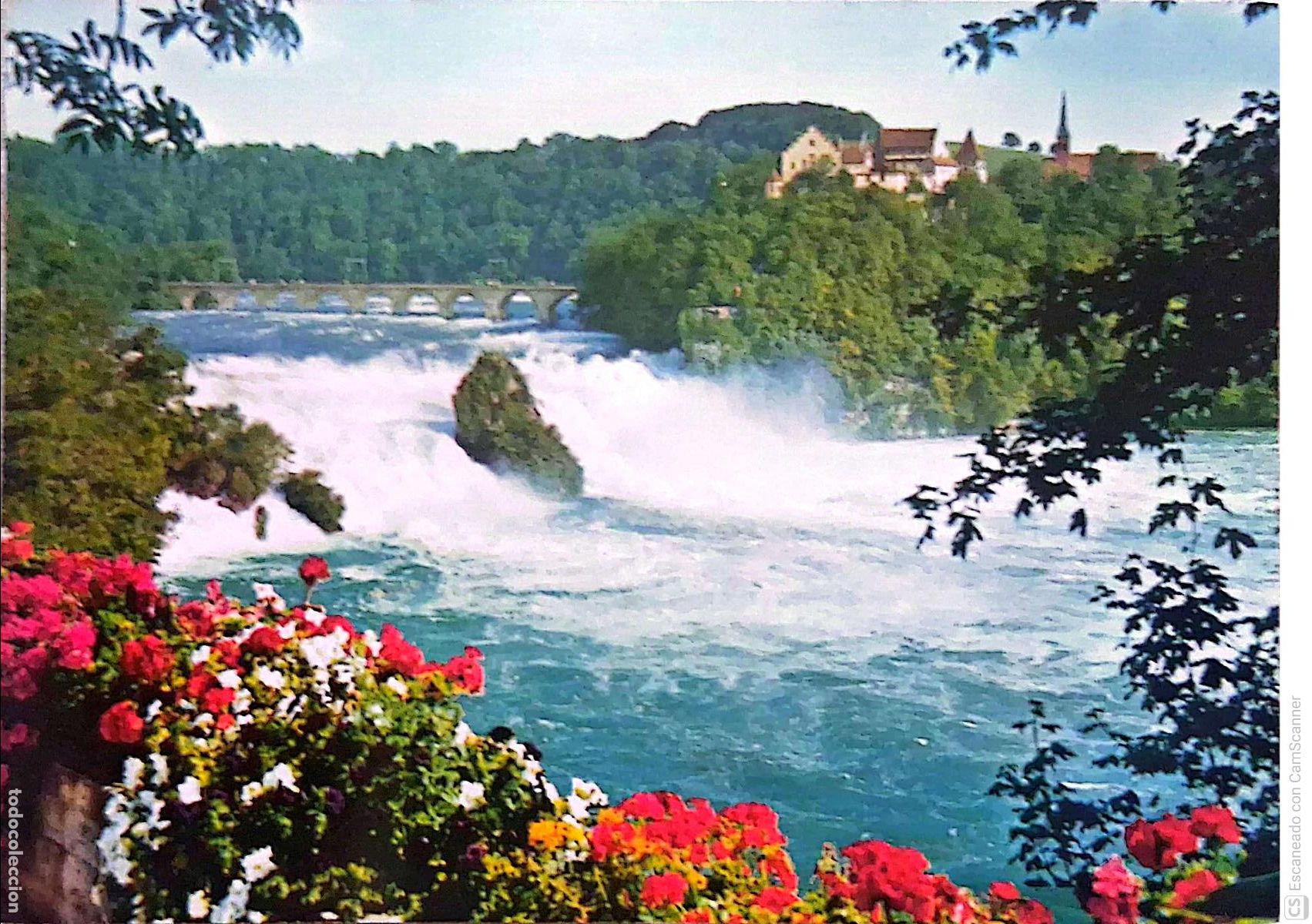 Postkarten: Rheinfall (Alemania). Cataratas del Rin es el salto de agua m&aacute;s grande EuropaNueva. Color