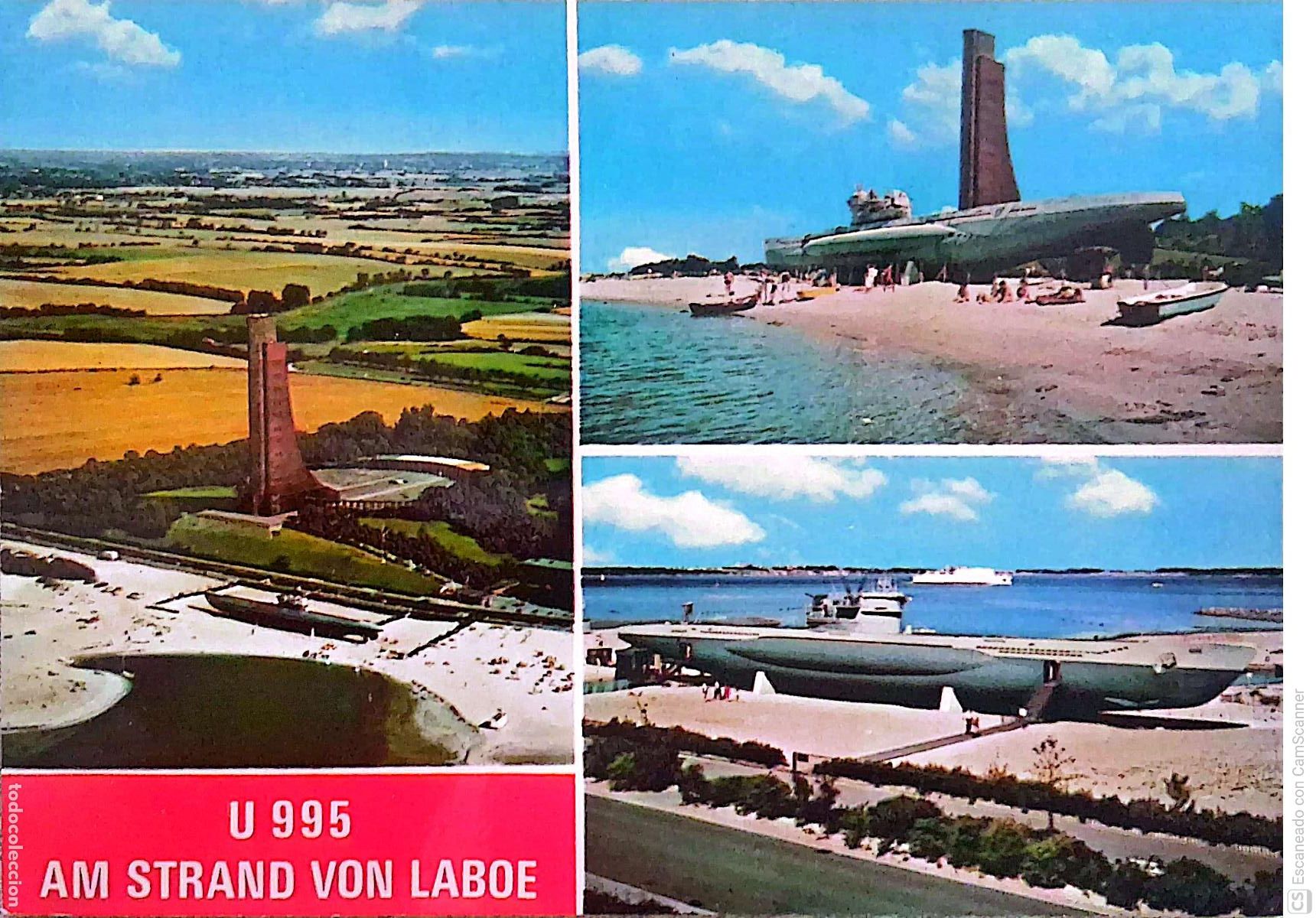 Postkarten: Laboe (Alemania). Vistas de la Torre y del Submarino U995 del Monumento Naval. Nueva. Color