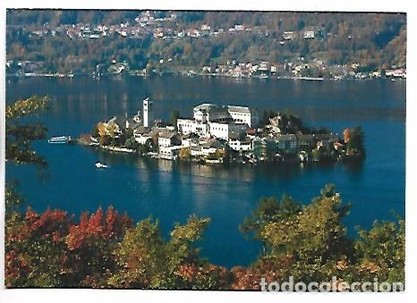 Postales: PANORAMA AUTUNNALE.- ISOLA SAN GIULIO - LAGO D&acute;ORTA / ITALIA
