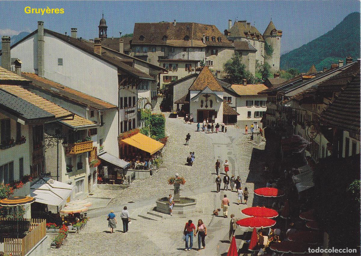 Postales: SUIZA, GRUY&Egrave;RES, CALLE PINTORESCA CON EL CASTILLO - PHOTO KLOPFENSTEIN 60909 - S/C