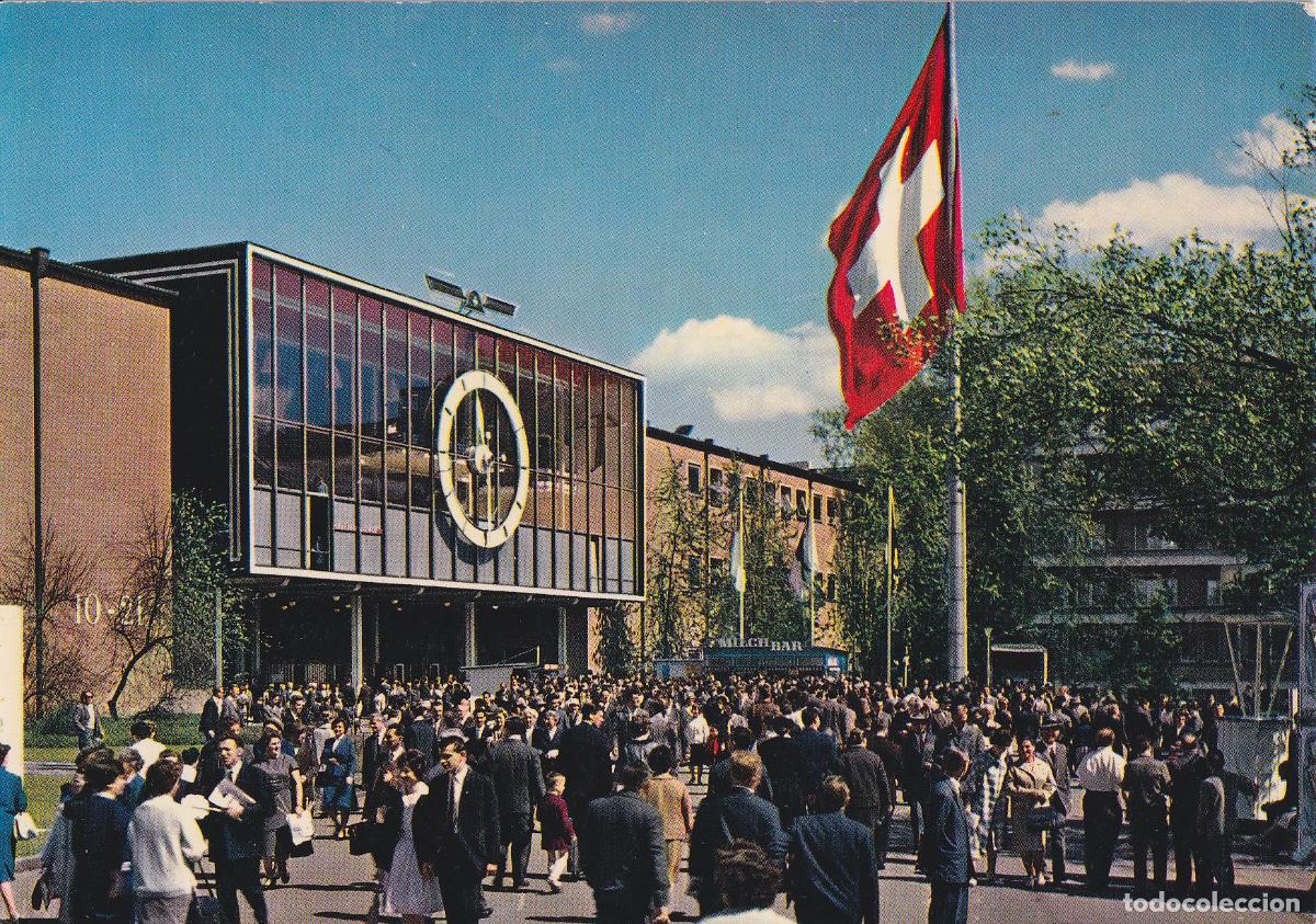Postales: SUIZA, BASILEA, FERIA DE MUESTRAS, PATIO DELANTERO DE LOS PABELLONES - E.ZIMI - CIRCULADA 1967
