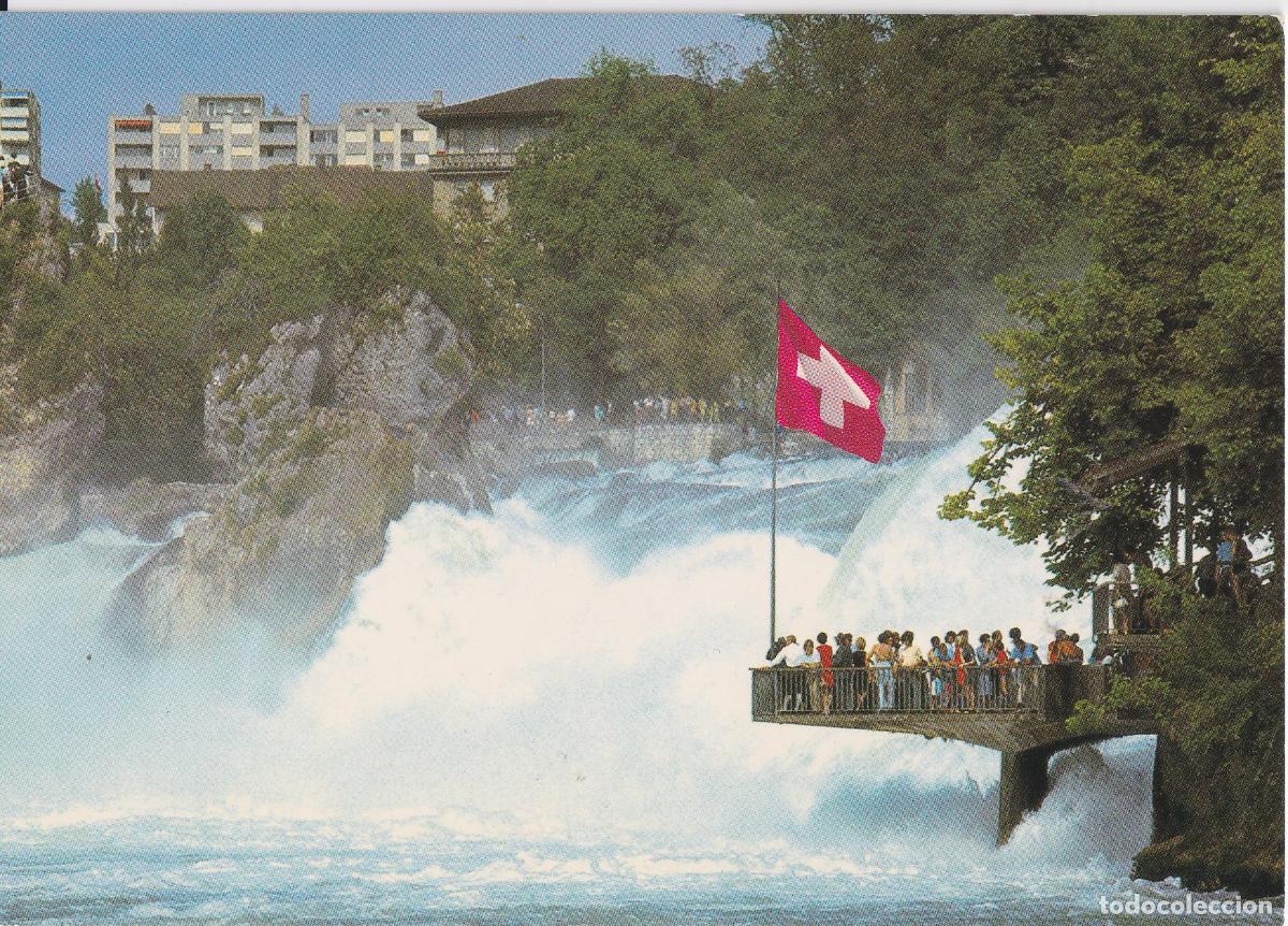 Postales: SUIZA, CATARATAS DEL RHIN - CAUDAL MEDIO POR SEGUNDO: 700m&sup3; - S/C