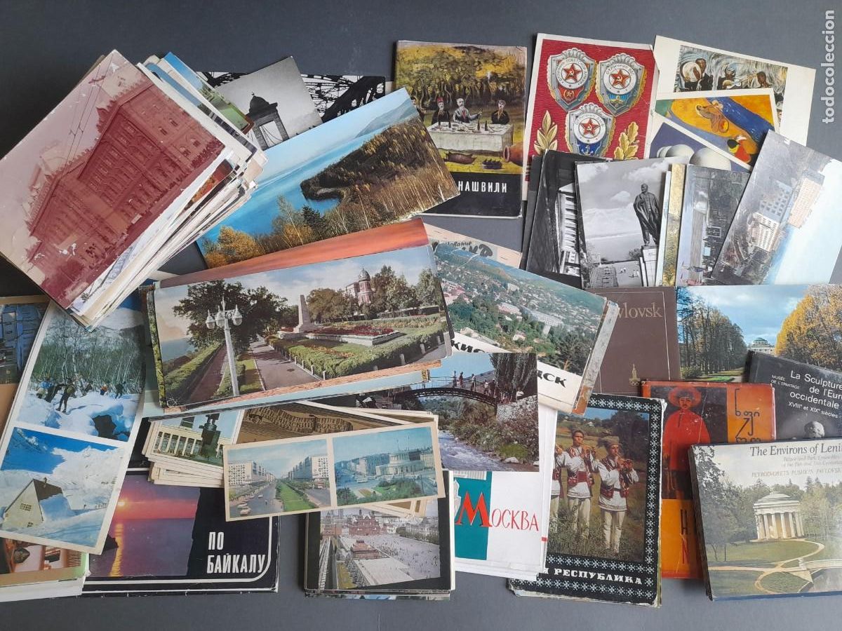 Postales: Gran lote de postales sovi&eacute;ticas, a&ntilde;os 70/80, 1.7kg aprox