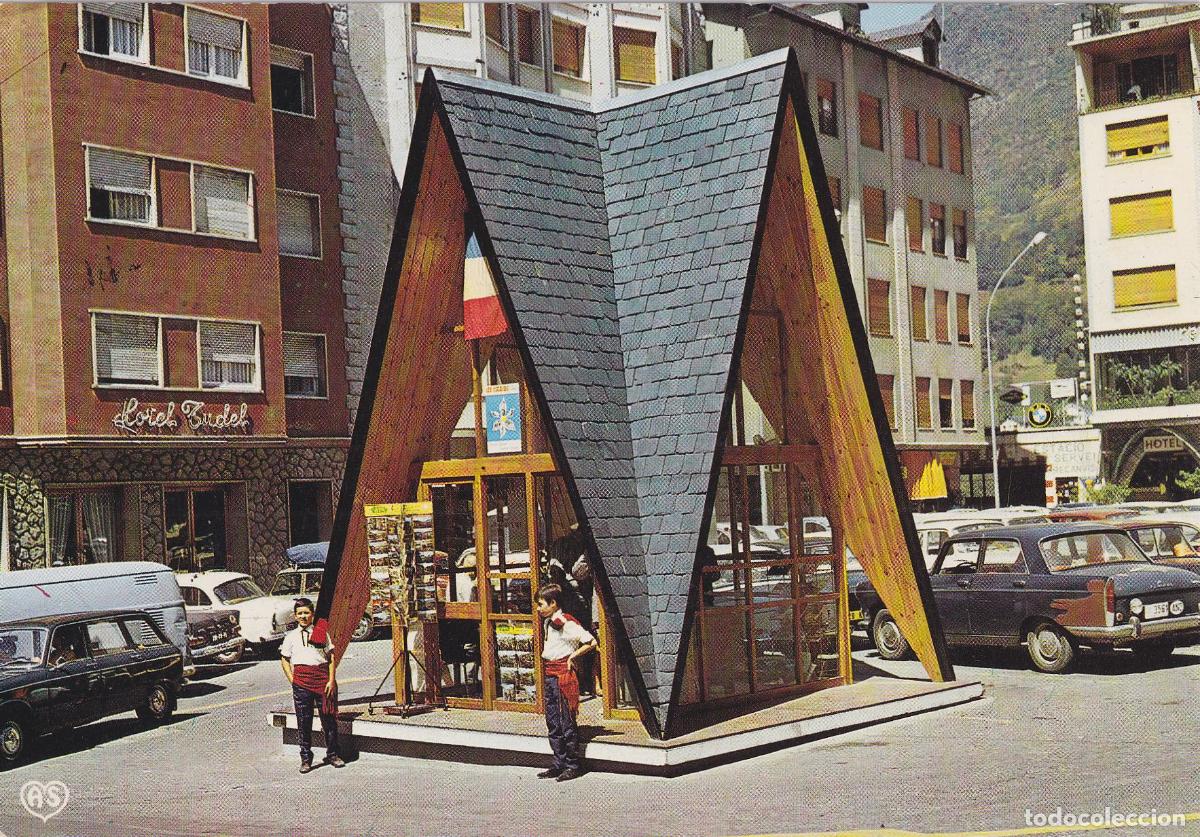 Postales: ANDORRA, LES ESCALDES, OFICINA DE TURISME - AS DE COEUR - CIRCULADA