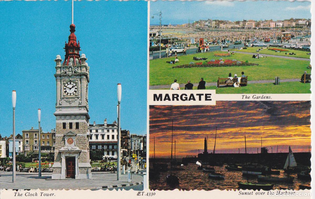 Postales: INGLATERRA, KENT, MARGATE, THE CLOCK TOWER, THE GARDENS, SUNSET&ndash; VALENTINE & SONS &ndash; S/C