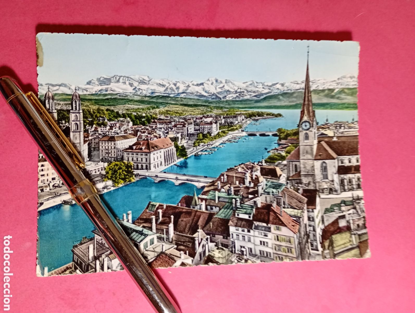 Postales: ZURICH SUIZA CH. ''ZURICH UND DIE ALPEN'' color circulada detalles en fotos