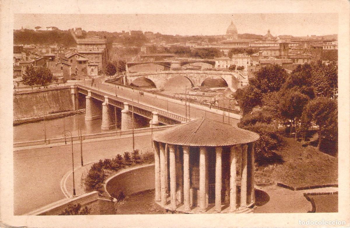 Postales: Postal de Roma, Templo de Vesta y vistas del R&iacute;o T&iacute;ber