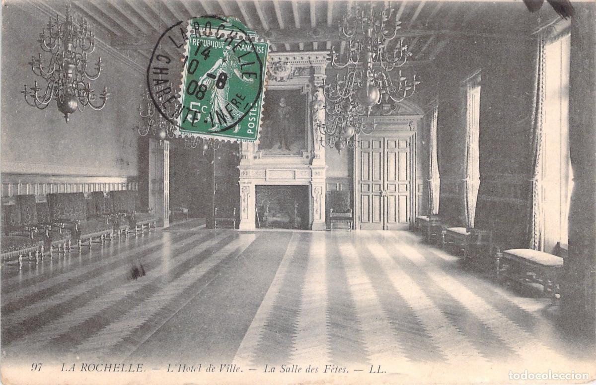 Postales: Postal de La Rochelle: Interior de la Salle des F&ecirc;tes del Ayuntamiento