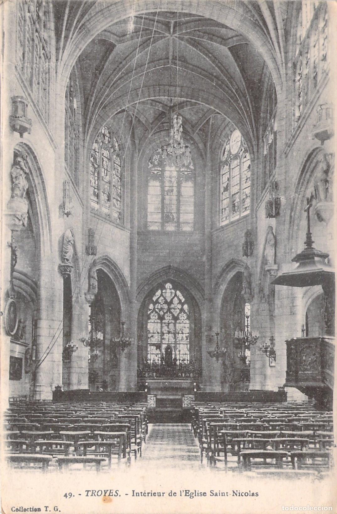 Postales: Postal de Troyes Interior de la Iglesia de Saint-Nicolas