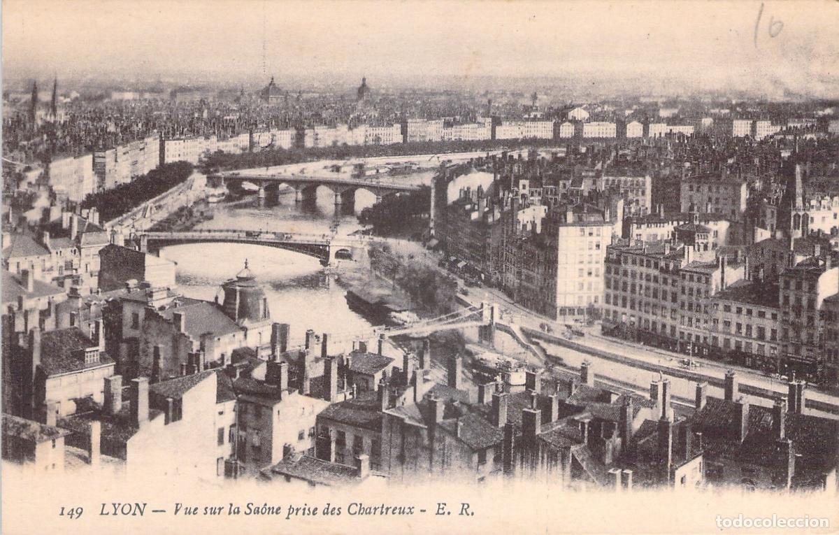 Postales: Postal de Lyon vista panor&aacute;mica del r&iacute;o Saona desde los Chartreux