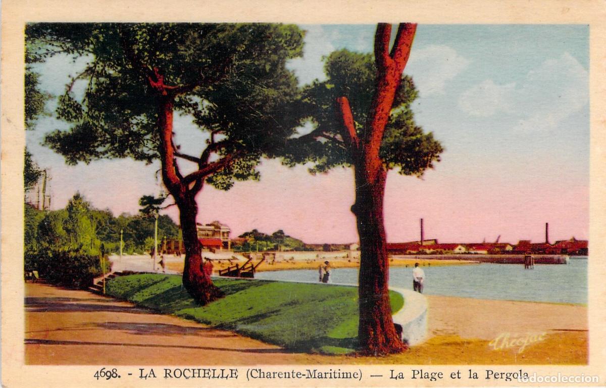 Postales: Postal de La Rochelle, Playa y P&eacute;rgola, Francia