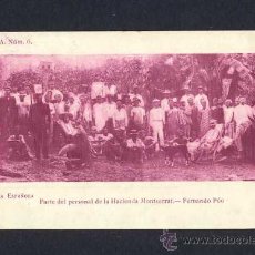 Postales: POSTAL DE GUINEA ESPAÑOLA: HACIENDA MONTSERRAT, PARTE DEL PERSONAL (SERIE A NUM.6) (ANIMADA)